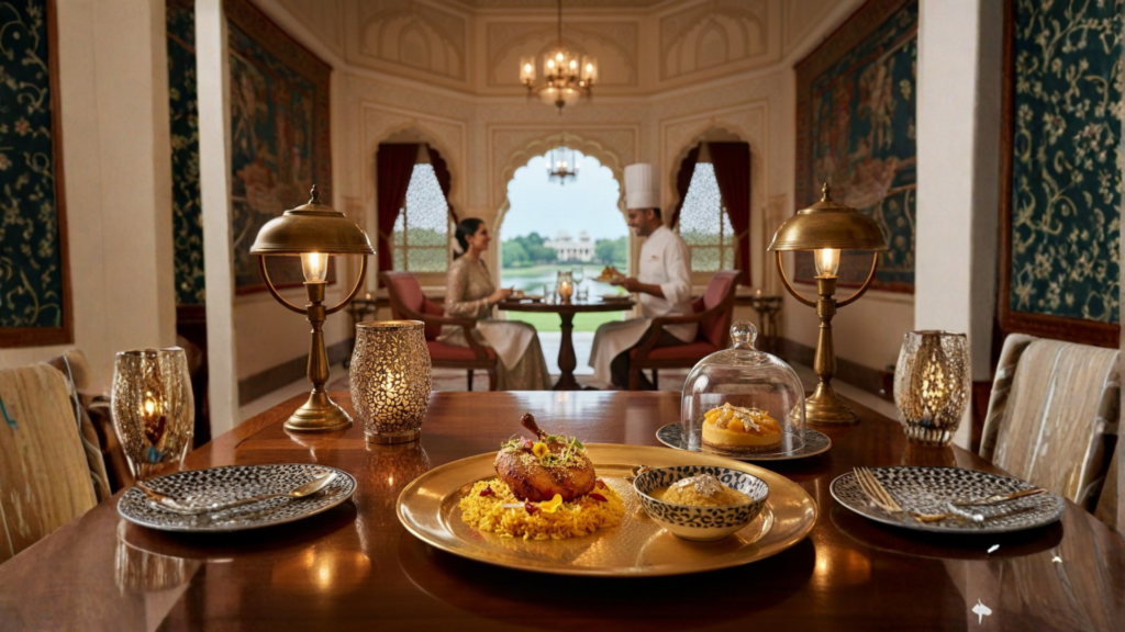 Indian luxury hotels offering Michelin-Key worthy fine dining experiences in heritage palace settings