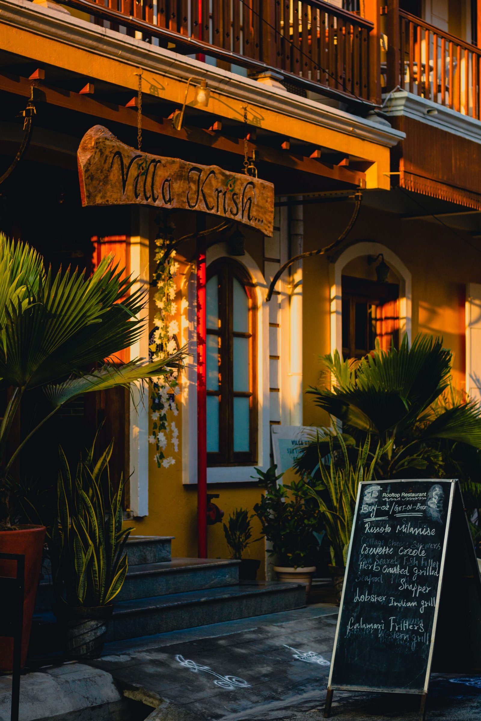 Villa Krish French colonial style restaurant with a rooftop terrace and relaxed atmosphere