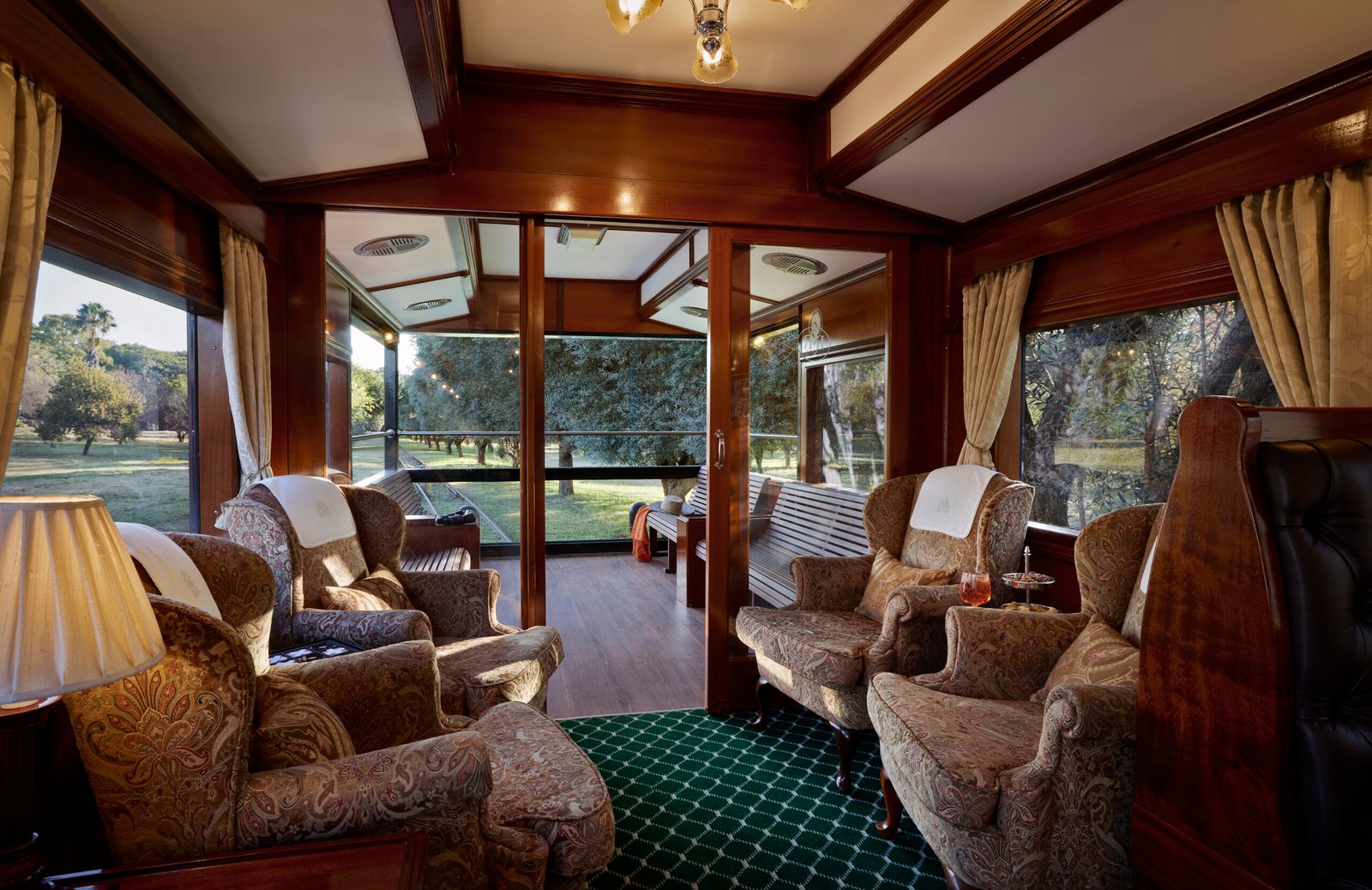 Rovos Rail observation car with open air balcony